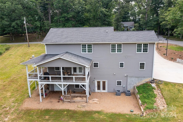 back of house with a patio area, central AC, and a deck