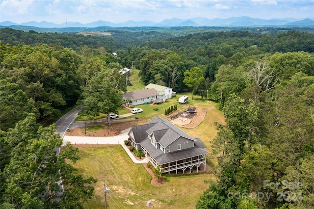 birds eye view of property featuring a mountain view