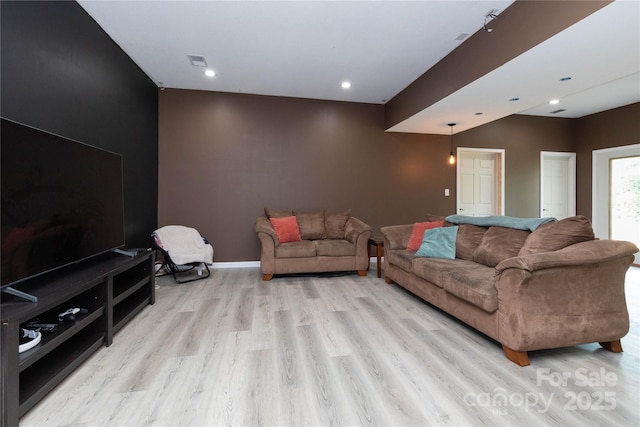 460 Panther Branch Rd, Alexander, NC 28701 - living room with light wood-style flooring, baseboards, and recessed lighting