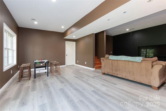 460 Panther Branch Rd, Alexander, NC 28701 - living area featuring light wood-style flooring, baseboards, and recessed lighting