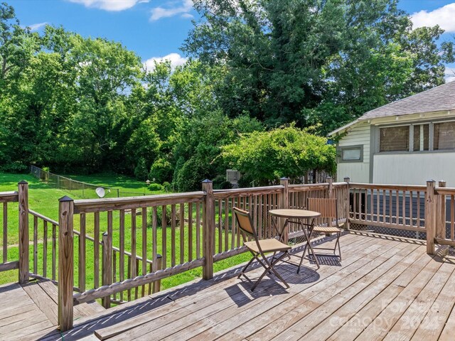 deck with a lawn