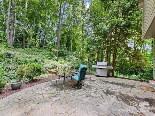 view of patio with a grill