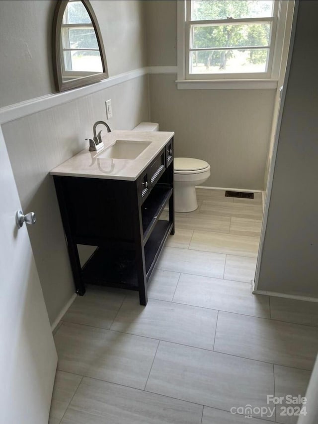 bathroom with toilet and vanity