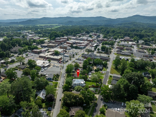 bird's eye view with a mountain view