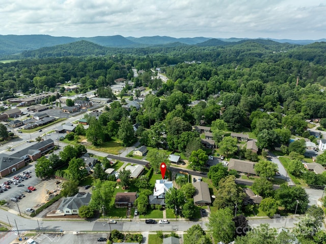 birds eye view of property featuring a mountain view