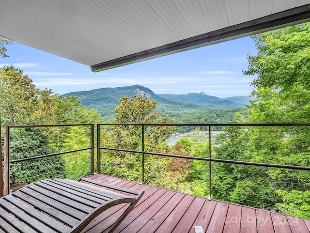 deck featuring a mountain view