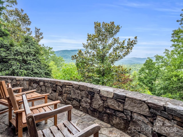 exterior space featuring a mountain view