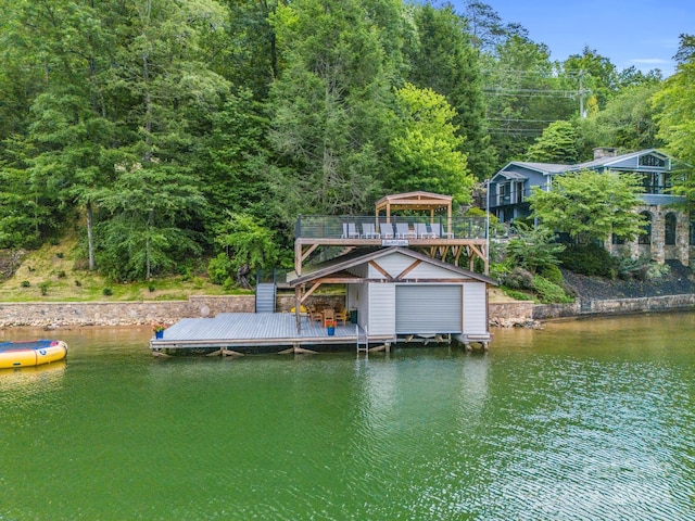 dock area featuring a water view