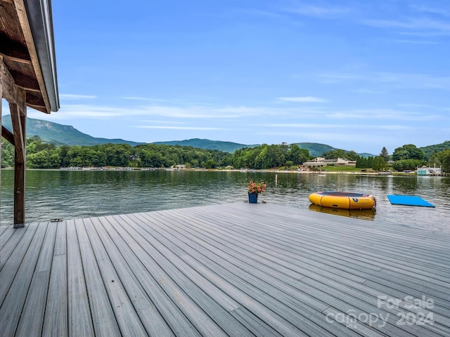 dock area with a water and mountain view