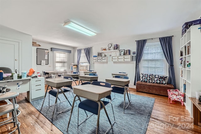 home office featuring hardwood / wood-style floors