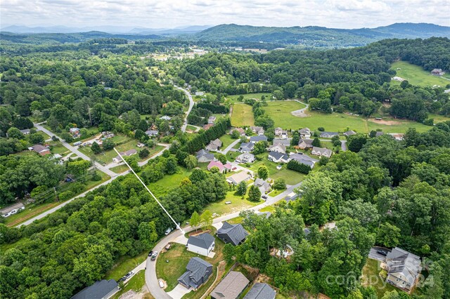 aerial view with a mountain view