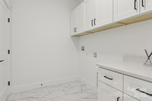 201 Plato Pl, Etowah, NC 28729 - washroom featuring hookup for a washing machine, cabinet space, marble finish floor, and baseboards