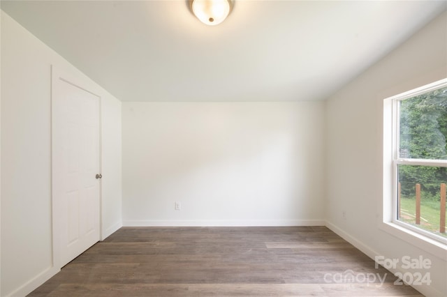 spare room with dark wood-type flooring