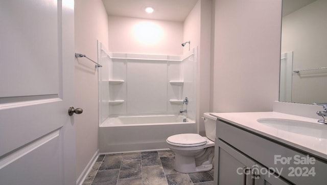 full bathroom with vanity, toilet, and shower / bathtub combination