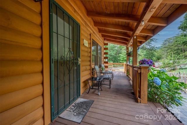 wooden deck with covered porch