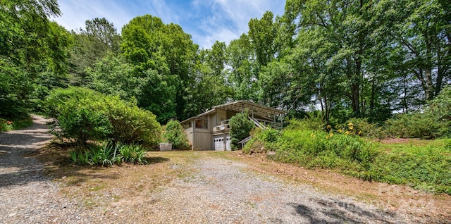 exterior space with a garage