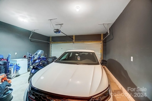 garage with a garage door opener