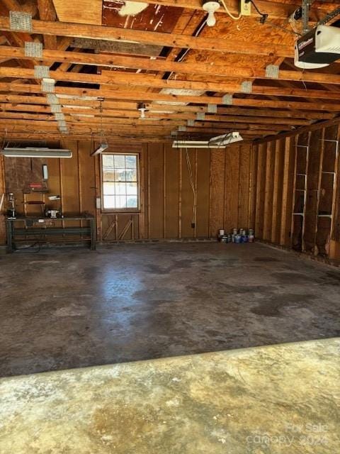 garage with a garage door opener