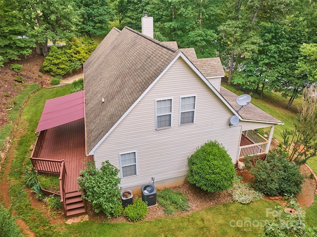 21 Farm Valley Ct, Weaverville, NC 28787 - view of side of property with a chimney, roof with shingles, and cooling unit
