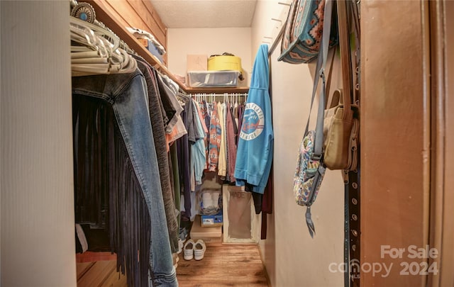 spacious closet featuring light wood-type flooring