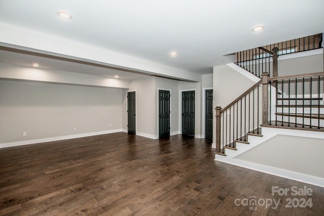 unfurnished living room with dark hardwood / wood-style flooring