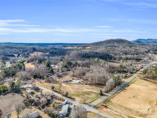 drone / aerial view featuring a mountain view