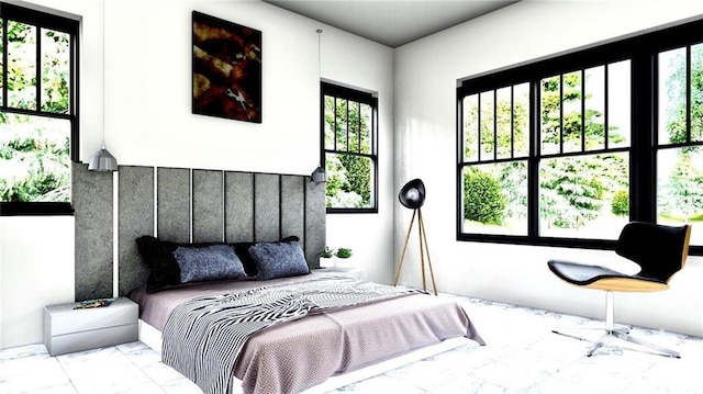 bedroom with tile flooring