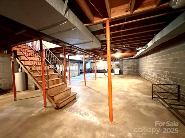 basement featuring gas water heater