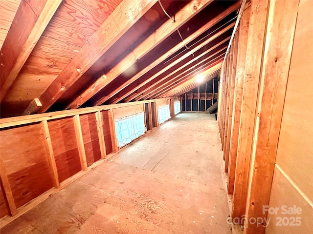 view of unfinished attic