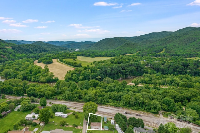 bird's eye view featuring a mountain view