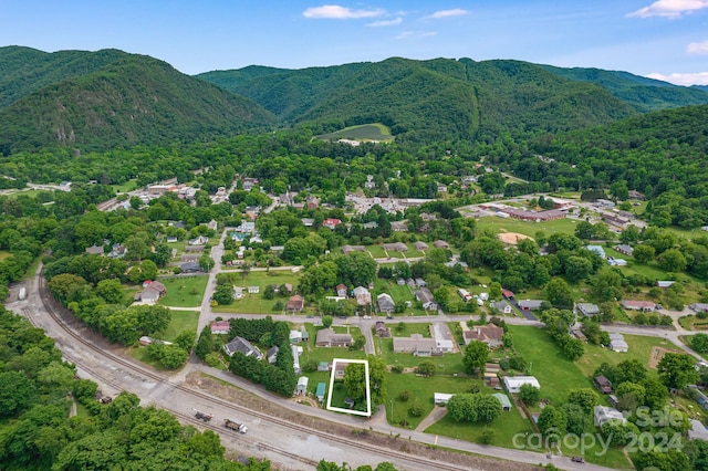 drone / aerial view with a mountain view