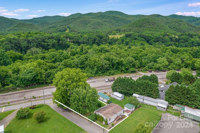 birds eye view of property featuring a mountain view