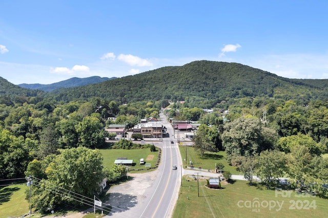 drone / aerial view with a mountain view