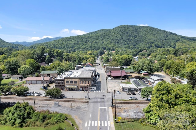 aerial view with a mountain view