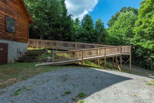 exterior space featuring a wooden deck