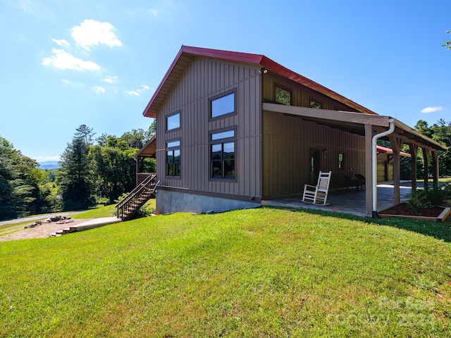 exterior space with a lawn and a patio