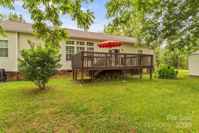 3951 Springs Rd, Conover, NC 28613 - rear view of house with a deck, crawl space, and a yard
