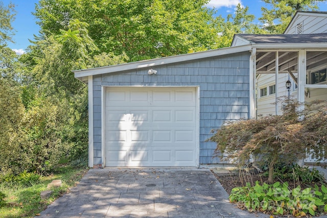 view of garage