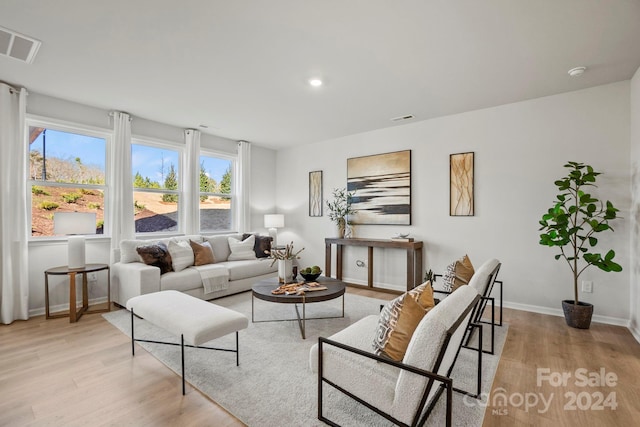 living room with light wood-type flooring