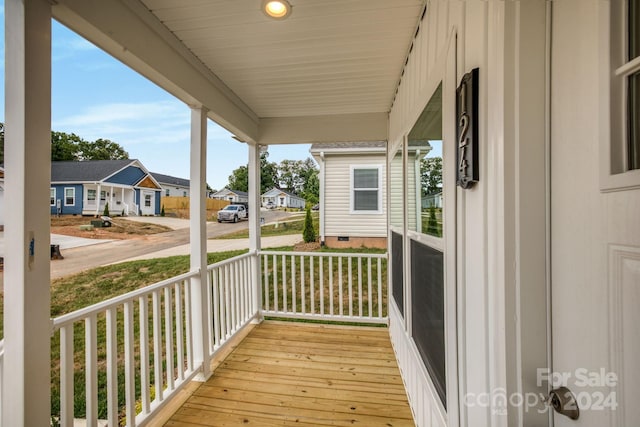 deck featuring a porch