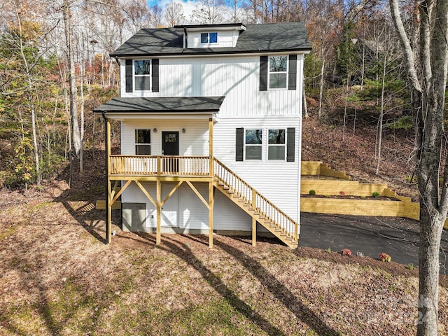 view of front of property with a deck