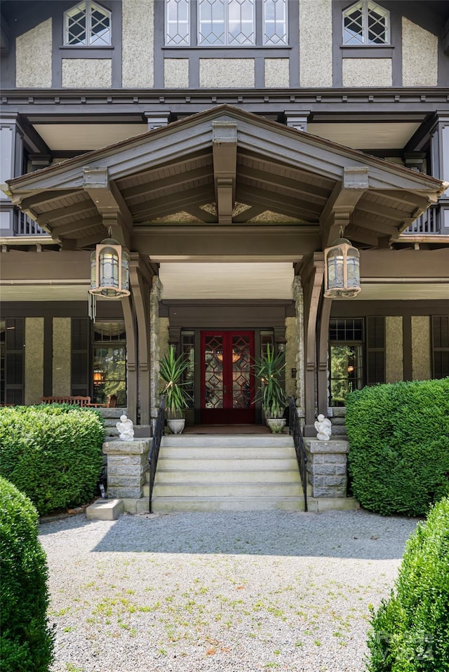 view of exterior entry with french doors