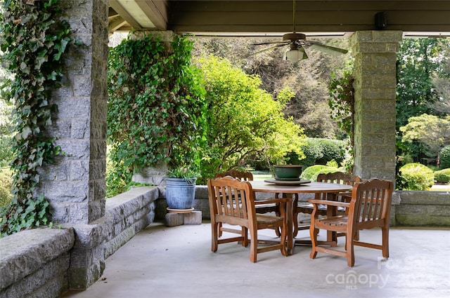 view of patio with ceiling fan