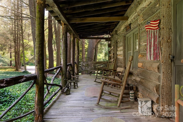 deck featuring a porch