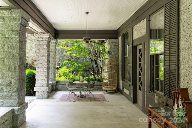 view of patio / terrace featuring ceiling fan