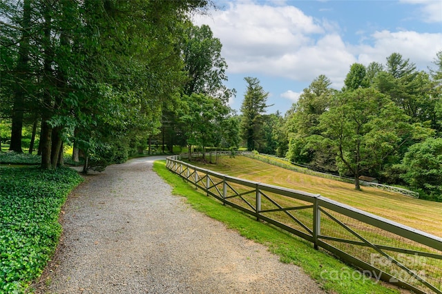 view of road featuring a rural view