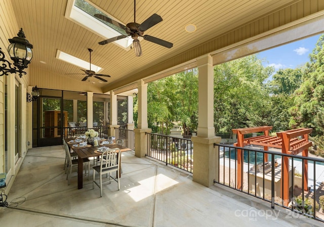 view of patio with ceiling fan