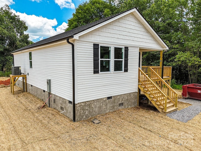 view of property exterior featuring central AC unit