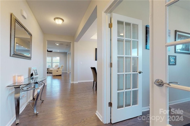 hall featuring dark hardwood / wood-style floors