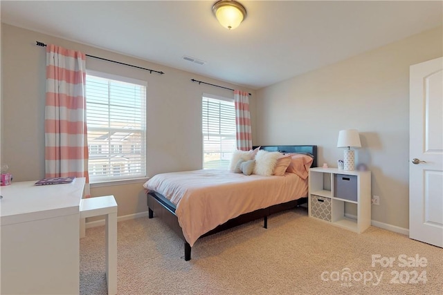 carpeted bedroom with multiple windows